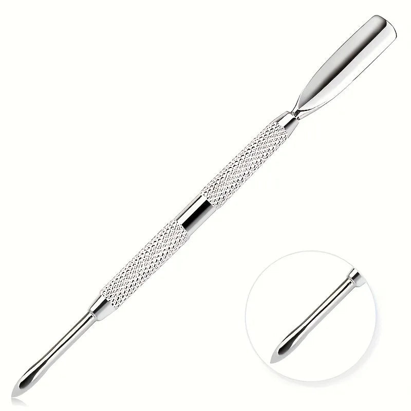 7Nail care tool set: polishing strips, nail file, polishing bar, stainless steel cuticle scissors, cuticle pusher, manicure and