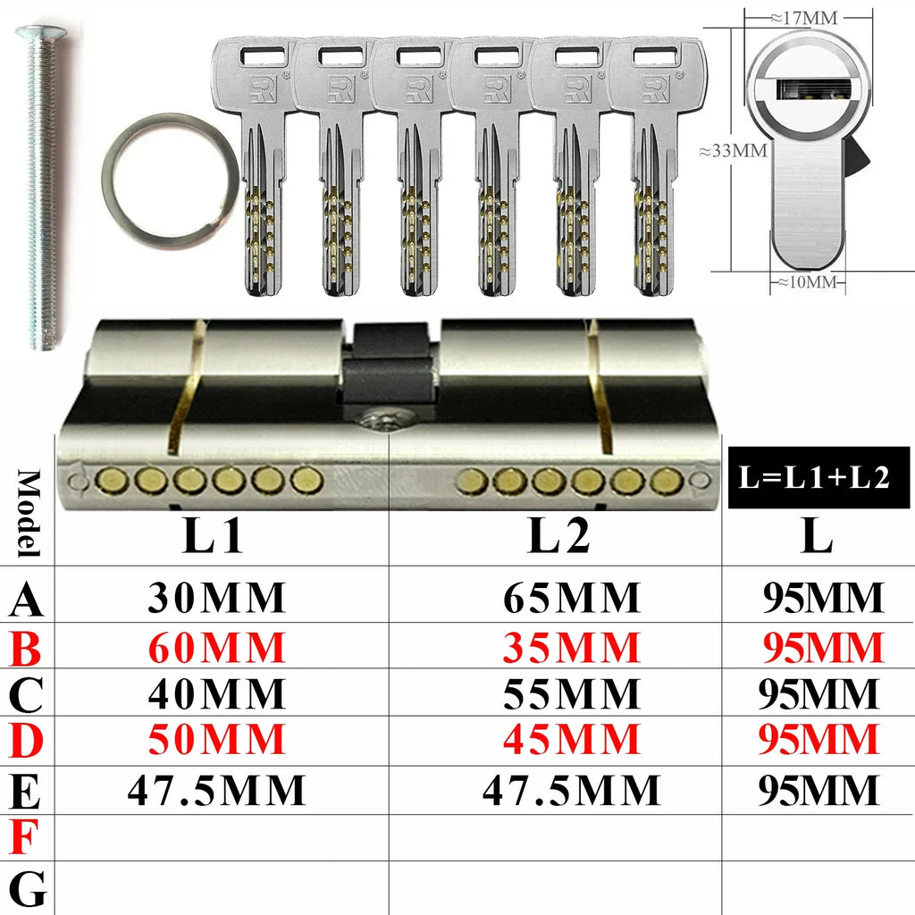 Customize the same key to open all cylinder doors European standard high quality Door lock 11-pin anti-theft lock cylinder