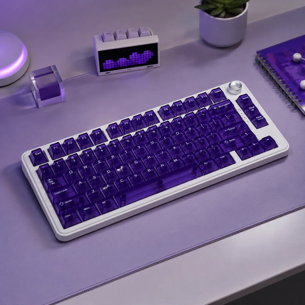 New Purple Transparent Clear Keycaps Crystal Ceramic Pc Keycap Rgb Shine Through Key Cap Mda Profile For Mx Switch Keyboard Gift