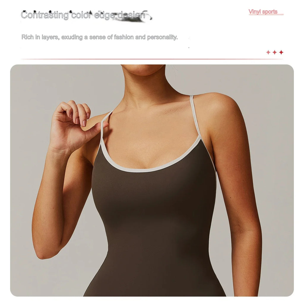 Yoga Set Sexy Backless One-piece Female Rompers Quick Dry Dance Workout Flared Pant Jumpsuit Women Gym Running Training Bodysuit
