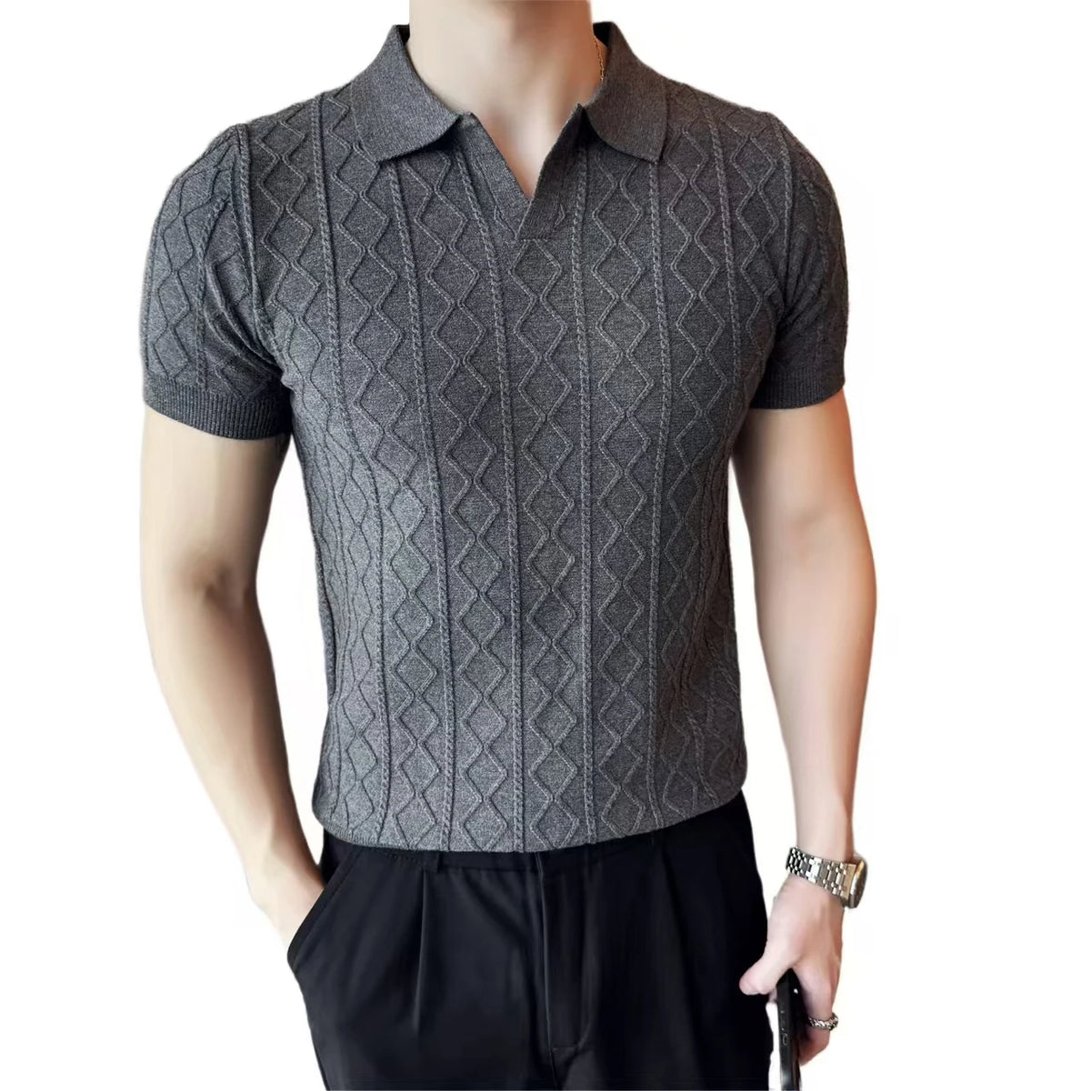 Polo Style Sweaters For Men Autumn Winter New Slim Fit Short Sleeve Mens Casual Sweater Turn Down Collar Knitted Pull Homme 3XL