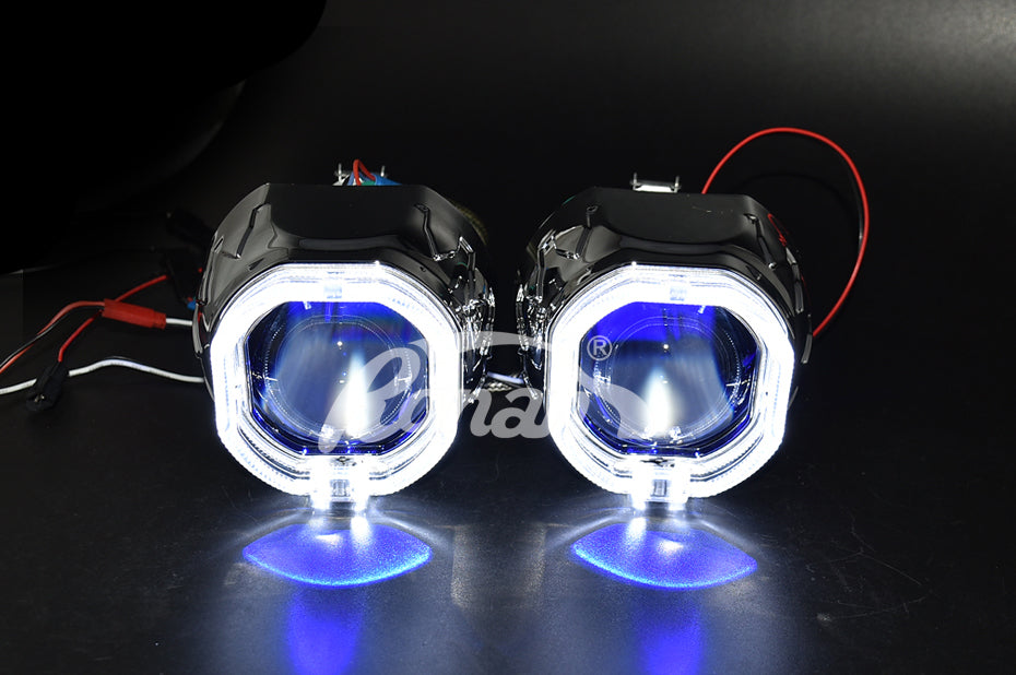 Ronan 2.5 Bixenon 8.1 Projector Lens HID Use H1 Bulb H1 H4 H7 Socket with LED Optical Angel Eyes Integration Shrouds Retrofit