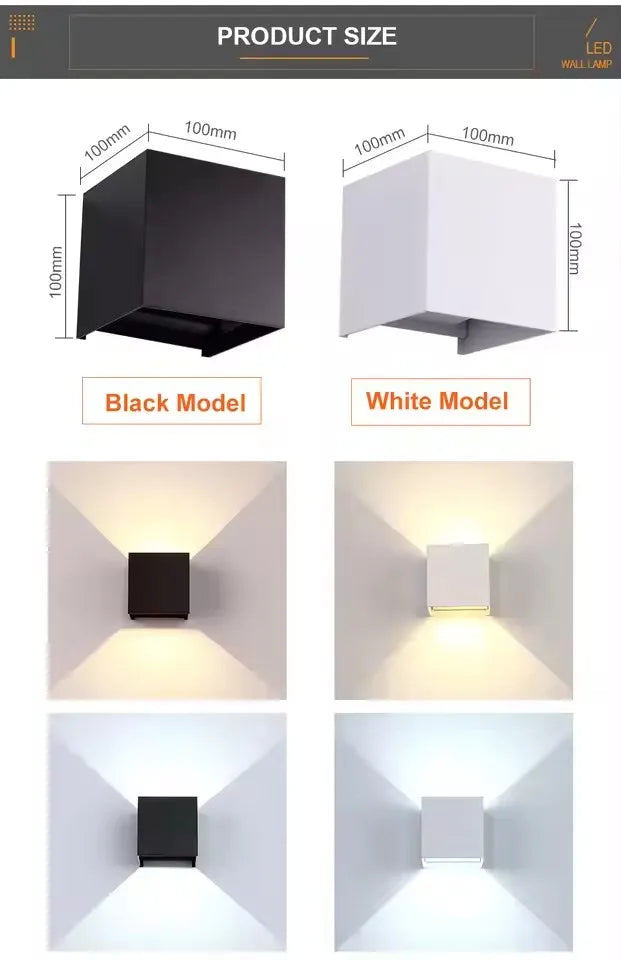 6W 12W LED Wall Light Outdoor IP65 Waterproof Modern Nordic Style Indoor Wall Lamps Living Room Porch Garden Balcony Lamp