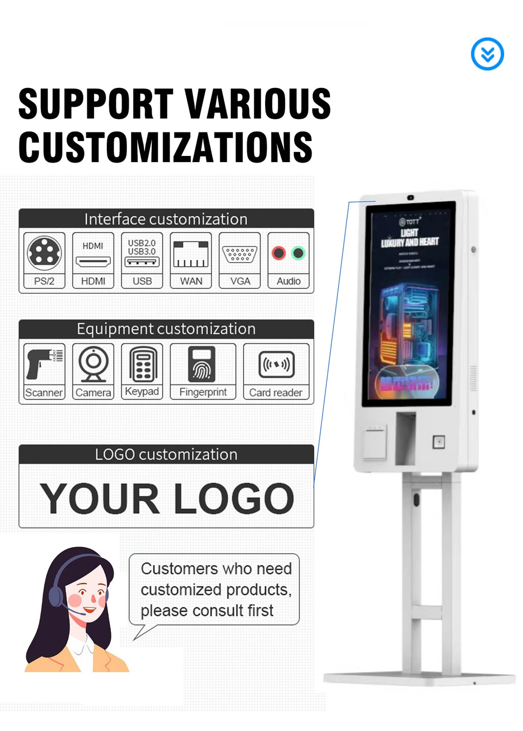 Self Ordering Kiosk Self Order Kiosk Restaurant Waterproof Order Kiosk Pos System Pay Self Service Paymentl Touch Screen