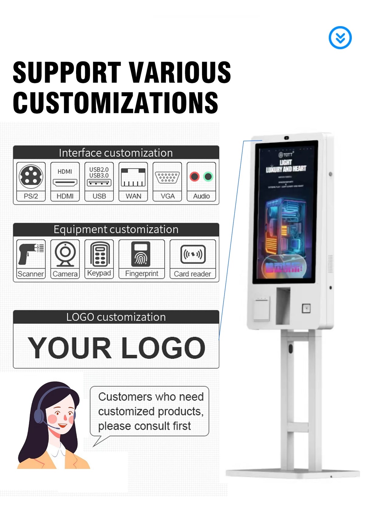 Self Ordering Kiosk Self Order Kiosk Restaurant Waterproof Order Kiosk Pos System Pay Self Service Paymentl Touch Screen