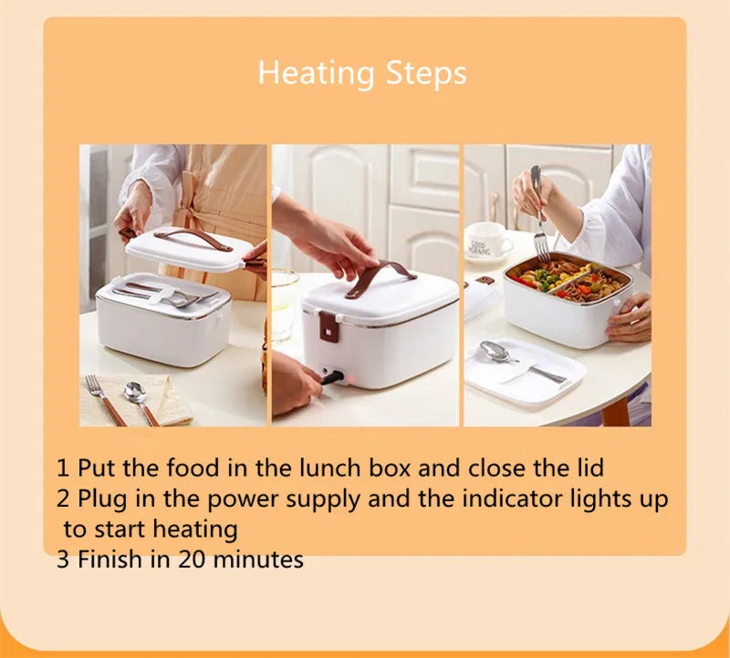 1.8L Car Microwave Oven 12V/24V Multi-Functional Rice Cooker Large Capacity Water-Free Heating Lunch Box