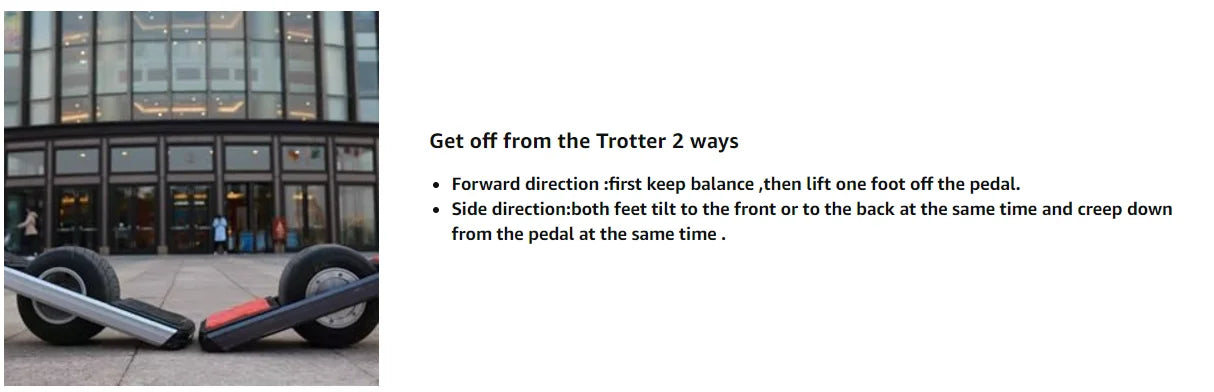 Trotter Electric Unicycle Electric Skateboard 12.4mph 11in Tire 250Wh Battery 700W Motor With One Wheel Only