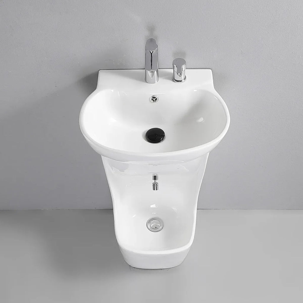 Bathroom Basins Foot Mounted Pedestal Sink White Ceramic Hand and Foot Wash Basin