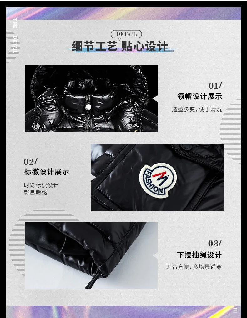2026 Fashion Waterproof Short Cotton Jackets Men's Black Lightweight Snow Parkas High Quality Glossy Parkas Winter Jackets Male