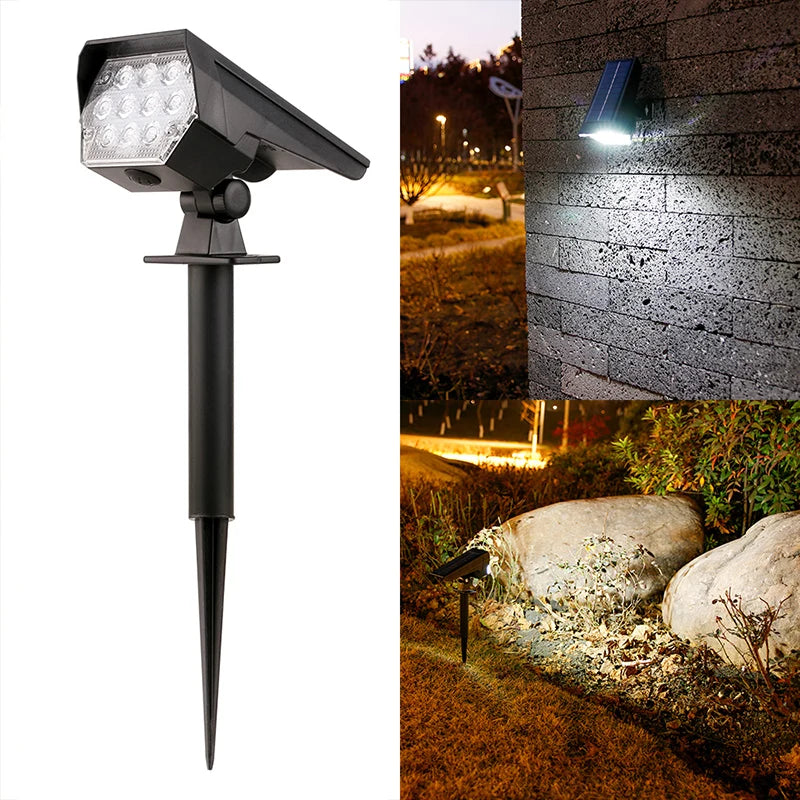 10 LED Solar Spotlights Cool White, Outdoor Landscape Lights, Adjustable Solar Powered Spot Lights for Garden Yard