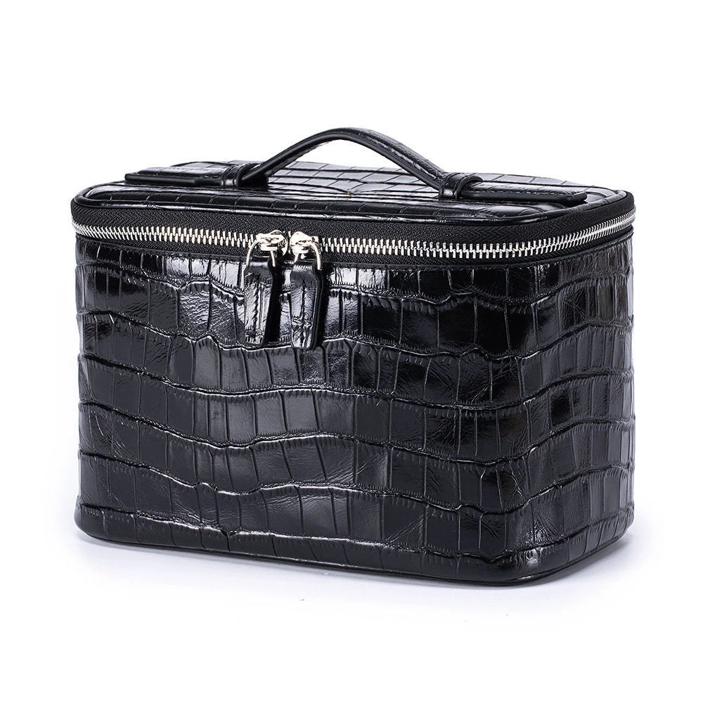 Customized Name 'Crocodile Pattern' Leather Portable Large-Capacity Multi-Zone Storage Makeup Bag Storage Bag