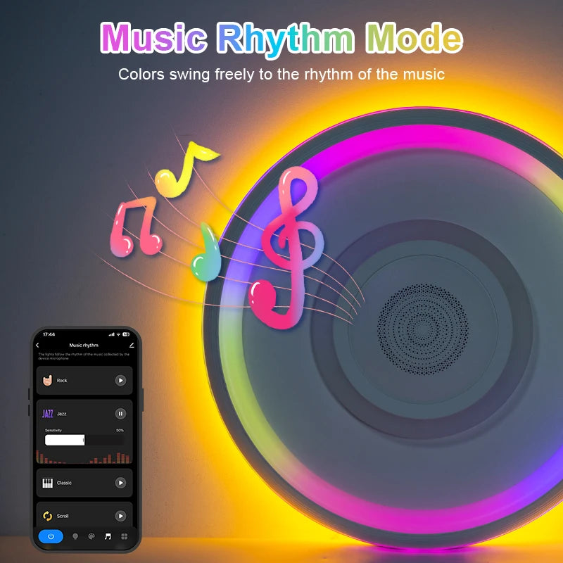 TUYA Music Ceiling Light With Speaker Remote Control APP Dimming Smart RGB LED Lamps Backlight Design Bedroom Living Room Decor