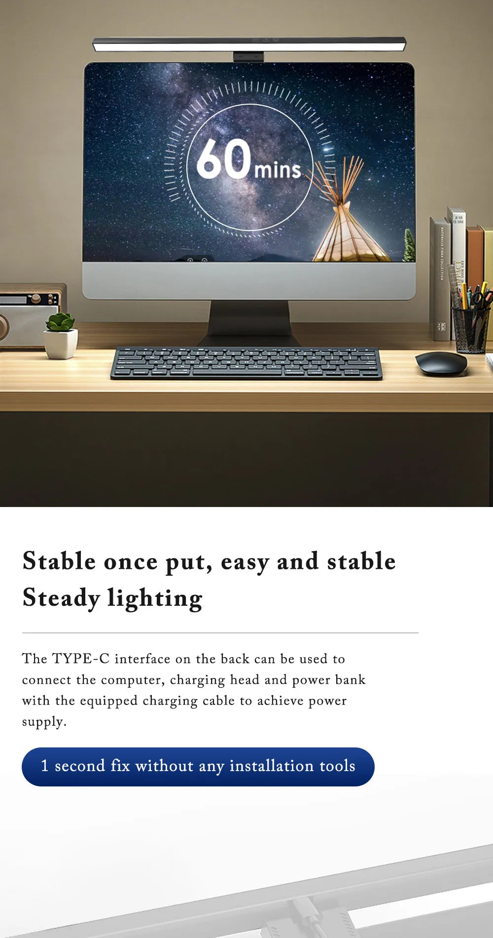 Screen LED Bar Desk Lamp PC Computer Laptop Screen Lamp  Hanging Light Bar Table Lamp Office Study Reading Light For LCD Monito