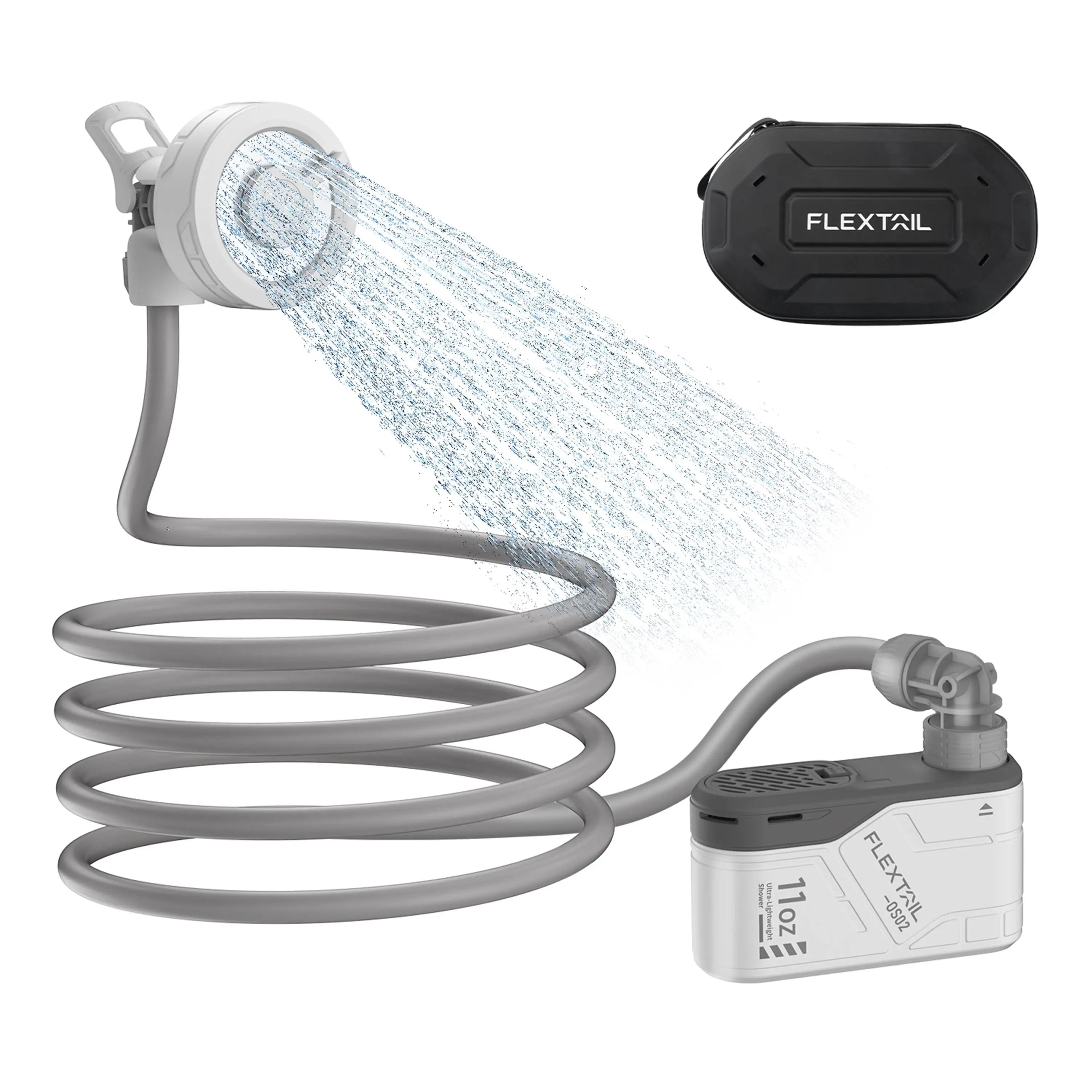 FLEXTAIL MAX SHOWER Ultralight Rechargeable Outdoor Shower Pump, Portable Camping Travel Shower with USB-C Water Pump for Hiking