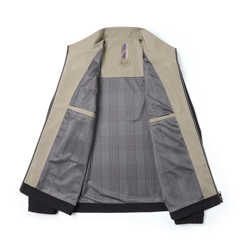 2025 Men's Spring and Autumn Jacket Casual High End Loose Middle Aged Cadre Dad's Dress Collar Jacket