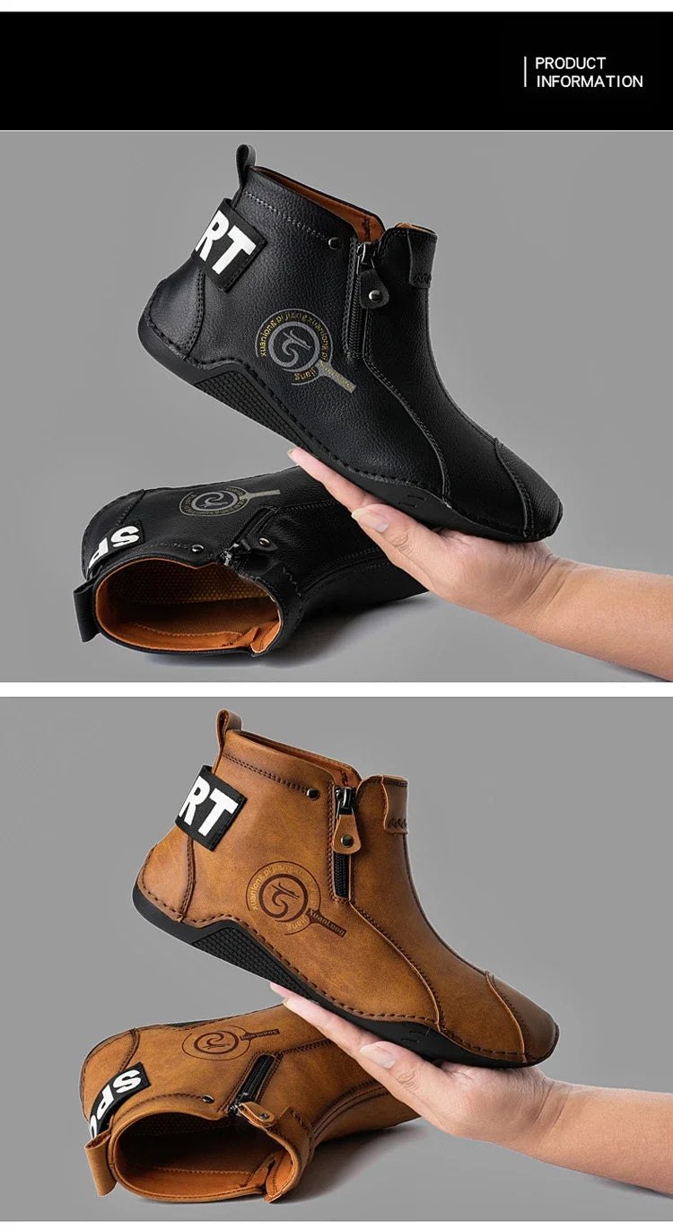 Autumn and Winter New Men's Short Boots  British Classic Retro Flat Bottom Cotton Shoes Outdoor Business Sports Casual Shoes