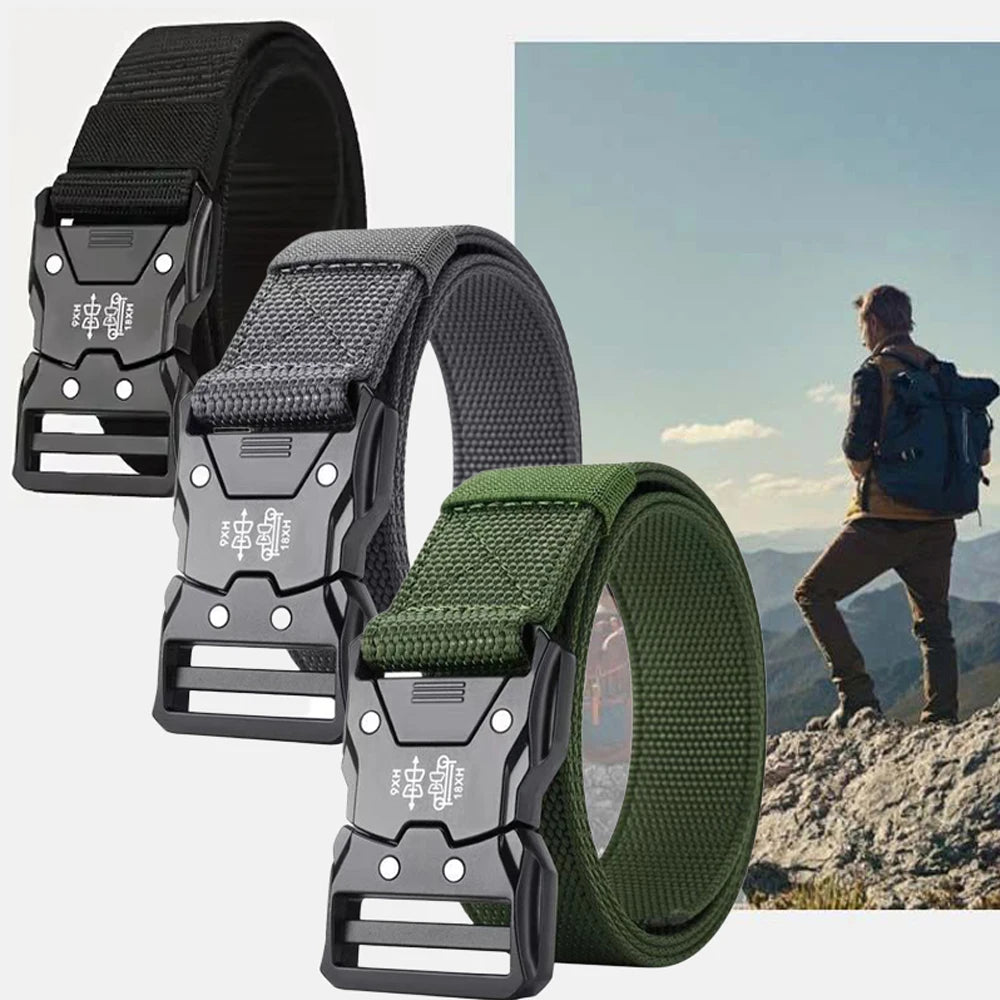 Genuine Tactical Belt Men's Quick Release Nylon Military Belt Automatic Buckle Real Soft Outdoor Sports Pants Jeans Waist Belt