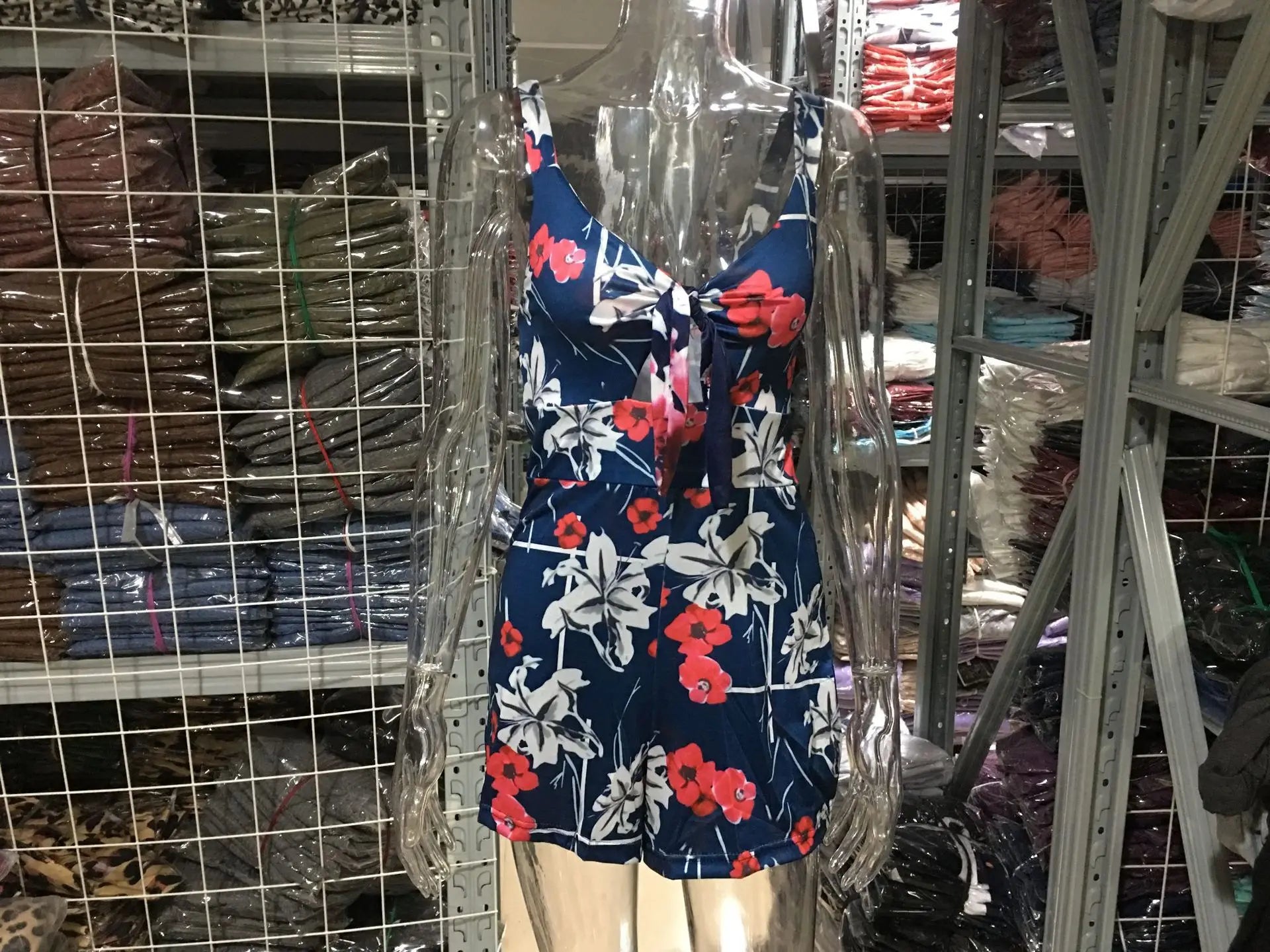 Sexy Spaghetti Strap Flower Print Jumpsuit Women Fashion Bowknot Leace-up Backless Slim Short Jumpsuits Female Trendy Streetwear