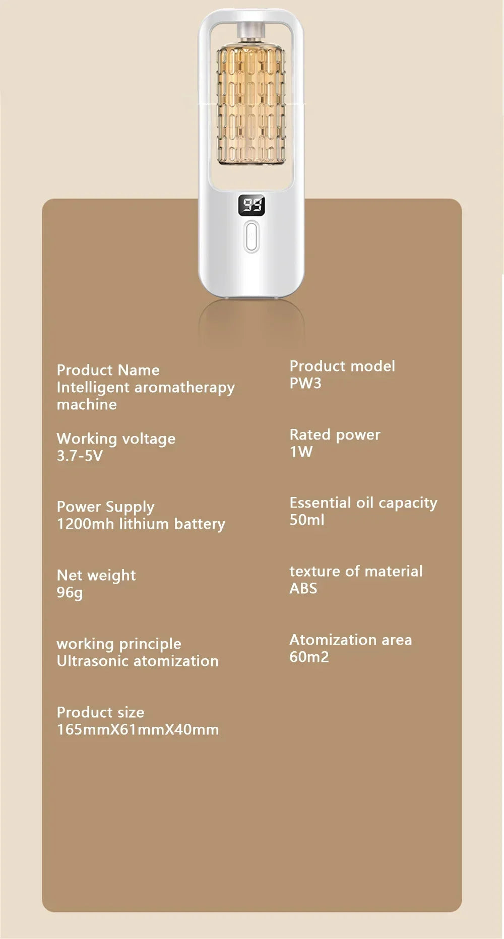 Wall-mounted Essential Oil Diffuser with Cool Mist Spray USB Rechargeable Essential Oil Aromatherapy Machine Air Freshener