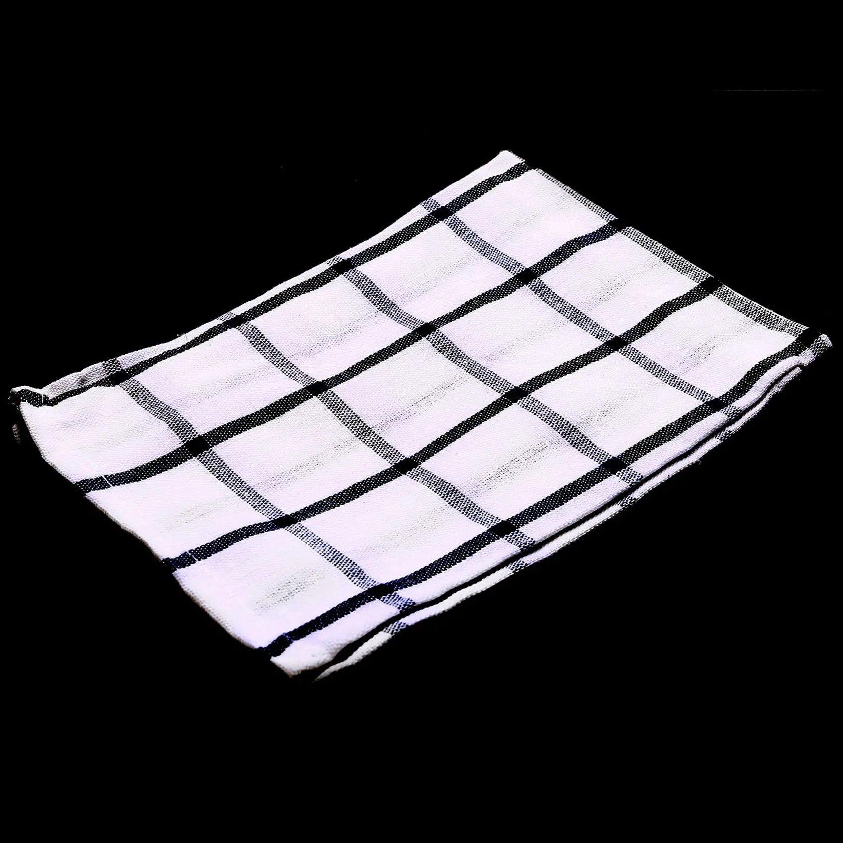 M12K-6Piece High Quality Blue White Plaid Striped Tea Towel Kitchen Towel Napkin Table Cloth 100% Cotton Woven Fabric