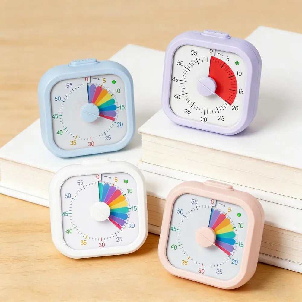 Visual Timer for Kids 60 Minute Rainbow Countdown with Silent Pause Function Dual Sound Light Reminder Timer for Kitchen Study