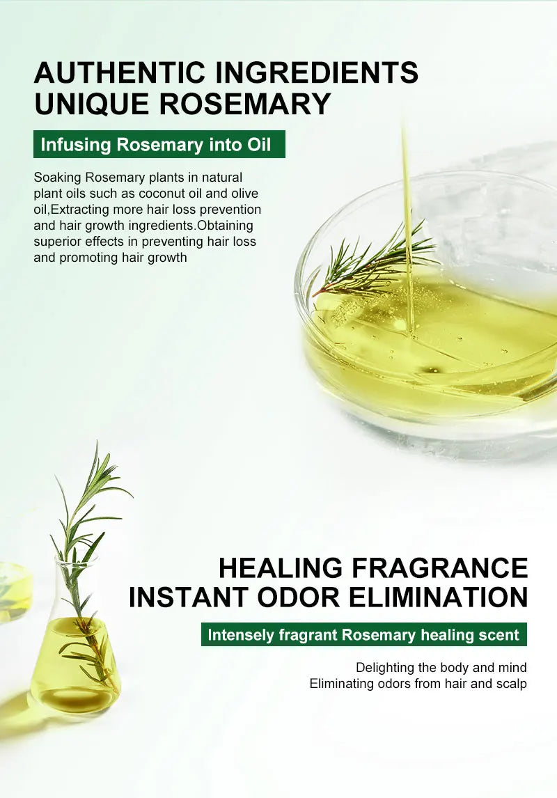 PURC Rosemary Hair Oil and Morocco Argan Oil Shampoo Sets Smoothing Repair Damaged Frizz Hair Care Products for Men Women