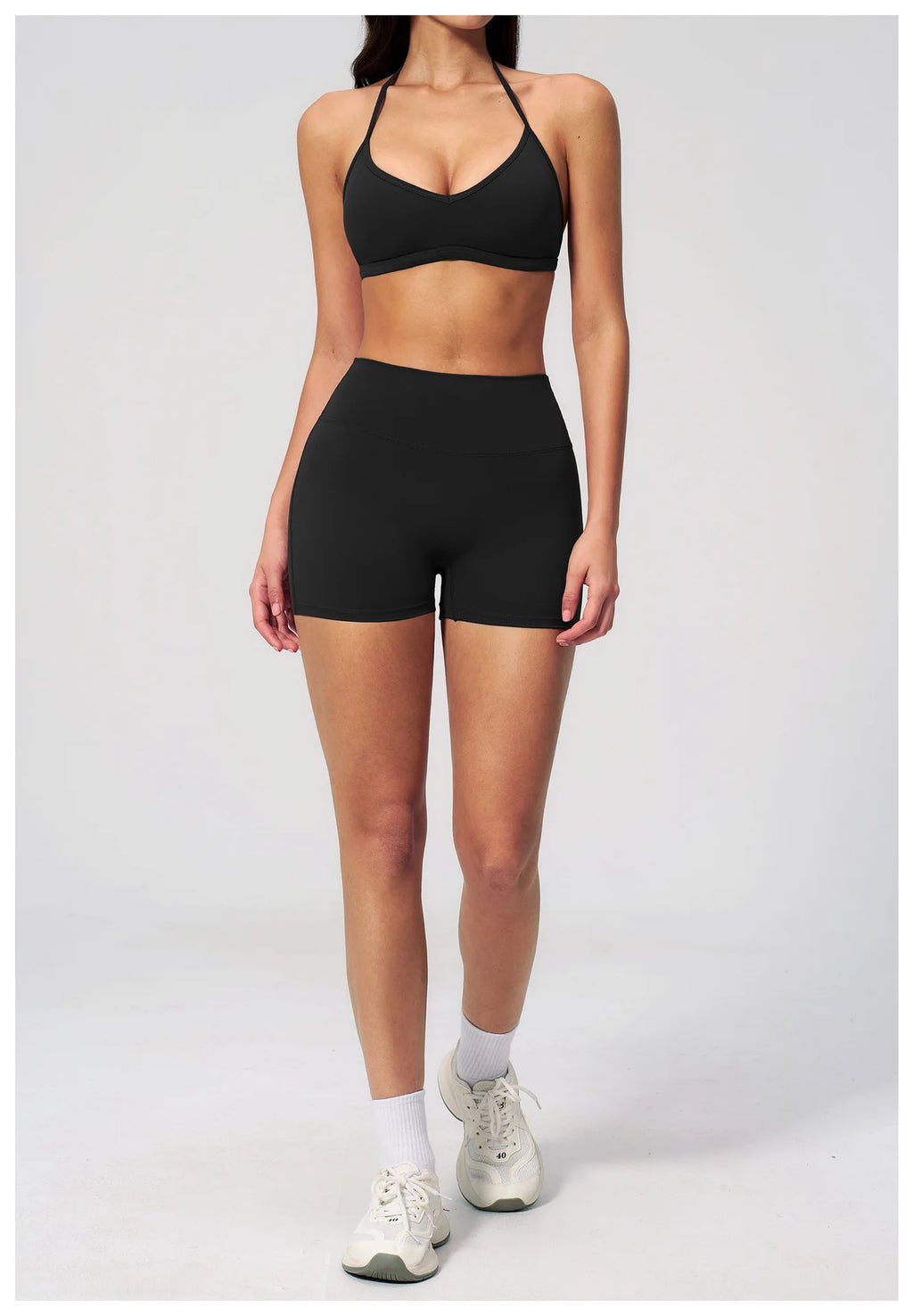 2 Pieces Yoga Set Women Tracksuit Backless Halter Tops High Waist Shorts Gym Suits Fitness Sportswear Workout Sets Athletic Wear