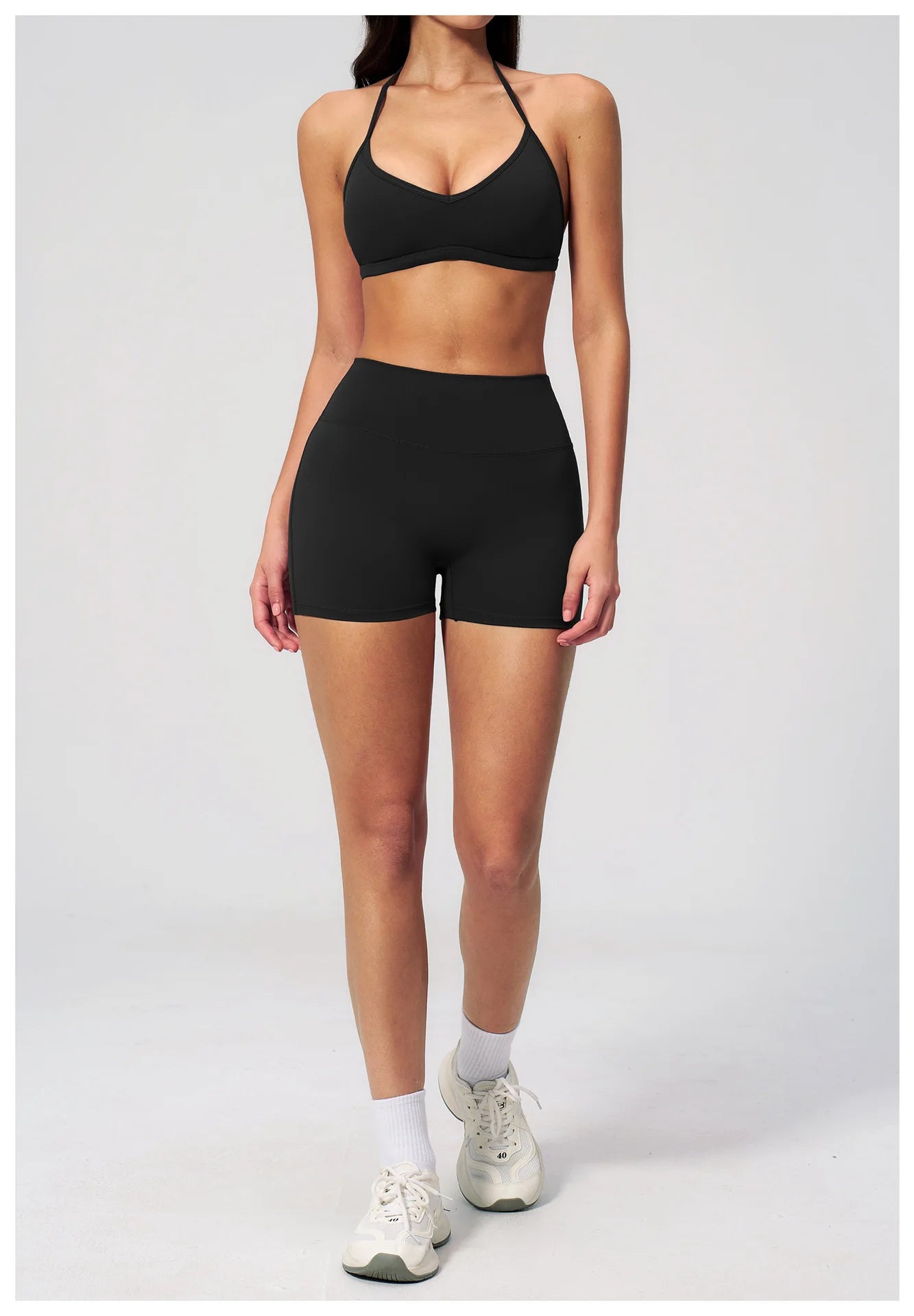 2 Pieces Yoga Set Women Tracksuit Backless Halter Tops High Waist Shorts Gym Suits Fitness Sportswear Workout Sets Athletic Wear