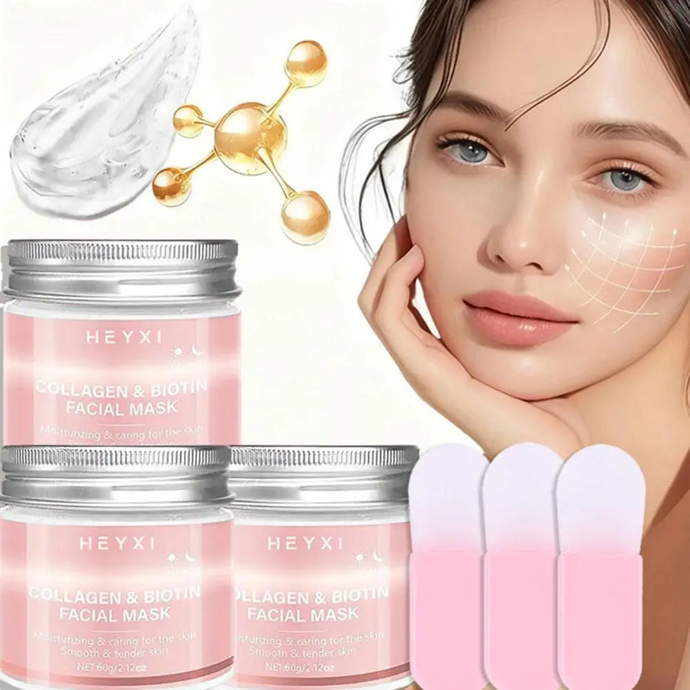 Hexyi Peel-Off Collagen Mask with Scraper Deep Nourishment Purify Pores Smooth Uneven Skin Tone Anti-Fatigue Face Skincare