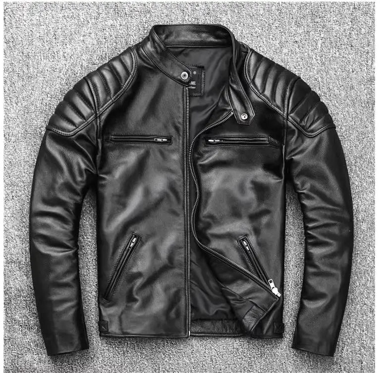 YR!Wholesales.Mens Real Natural Cowhide Cloth.100%.Cool Motor Rider Leather Jacket.Plus Size Slim Fit Real Leather Cloth