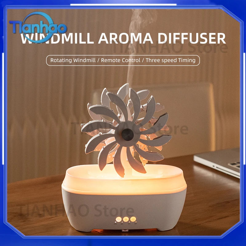 Hot Selling Windmill Aromatic 7 LED Color Air Humidifier for Home Portable Ultrasonic Rain Drop Aroma Diffuser