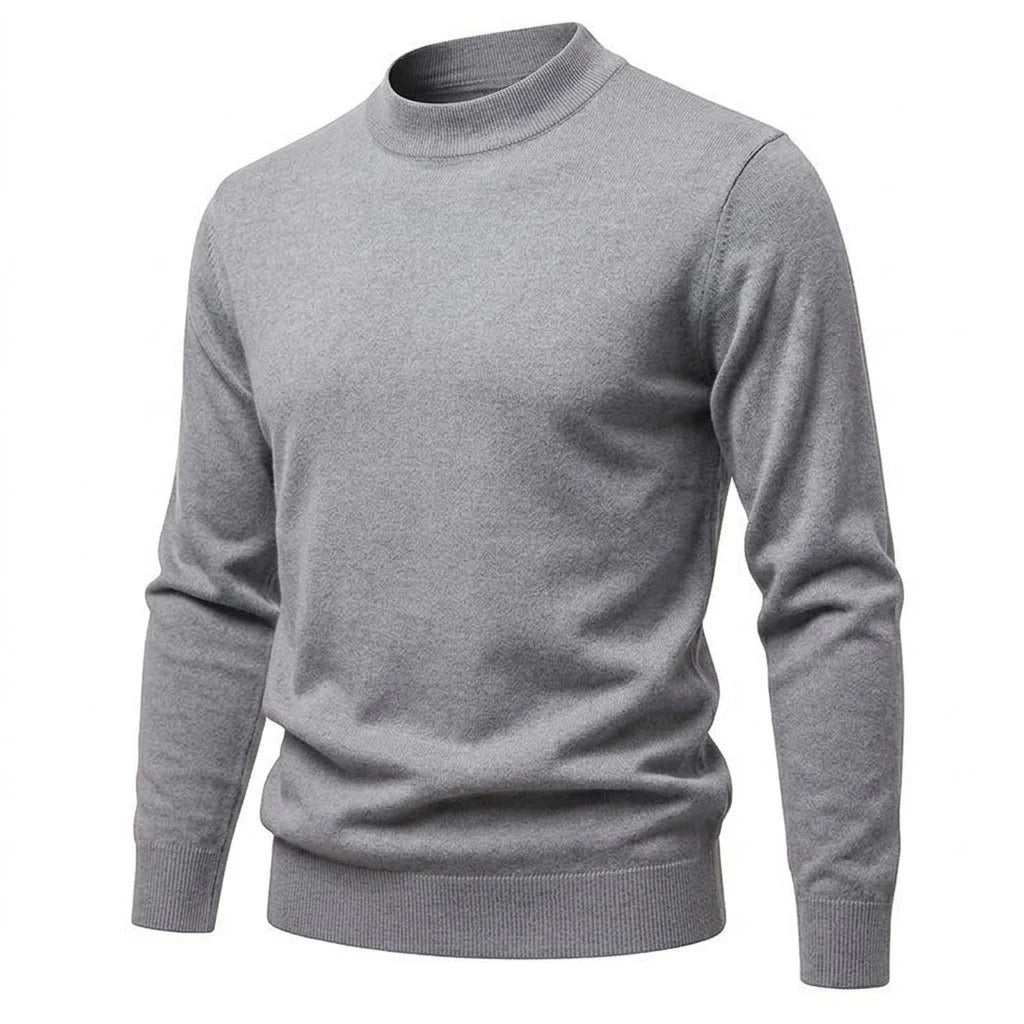 New Men's Mock Turtleneck Sweater Casual Long Sleeve Slim Fit Pullover Knitwear Solid Autumn Jumpers Warm Blouses for Winter