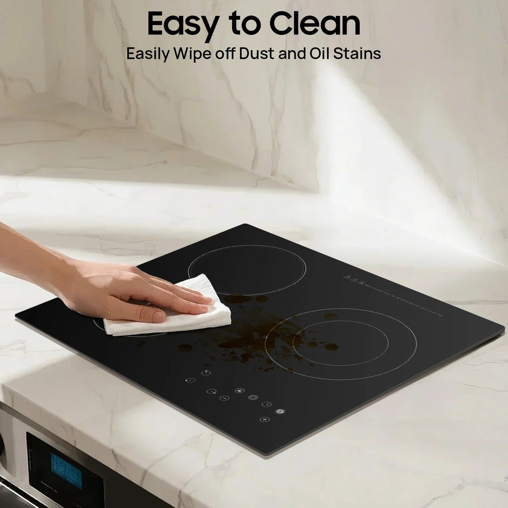 NEWEST Ceramic Cooktop, Electric Cooktop, 3 Burners Radiant Electric Stove Top with Timer, Child Safety Lock, Sensor Touch Control, 2600W 110V