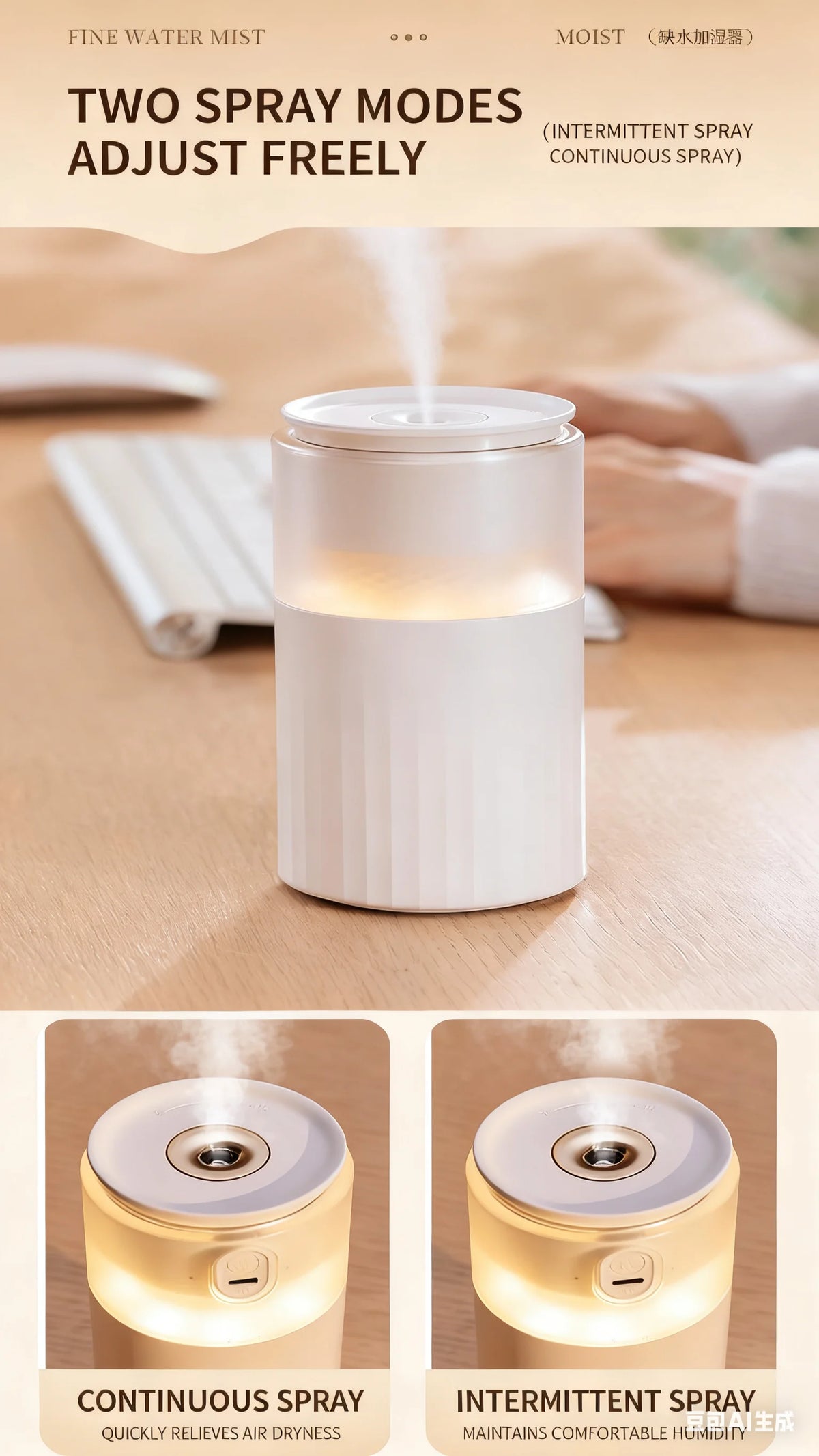 High Quality Colorful Humidifier Rotation Adjustment Night Light 250ML Essential Oil Air Humidifier