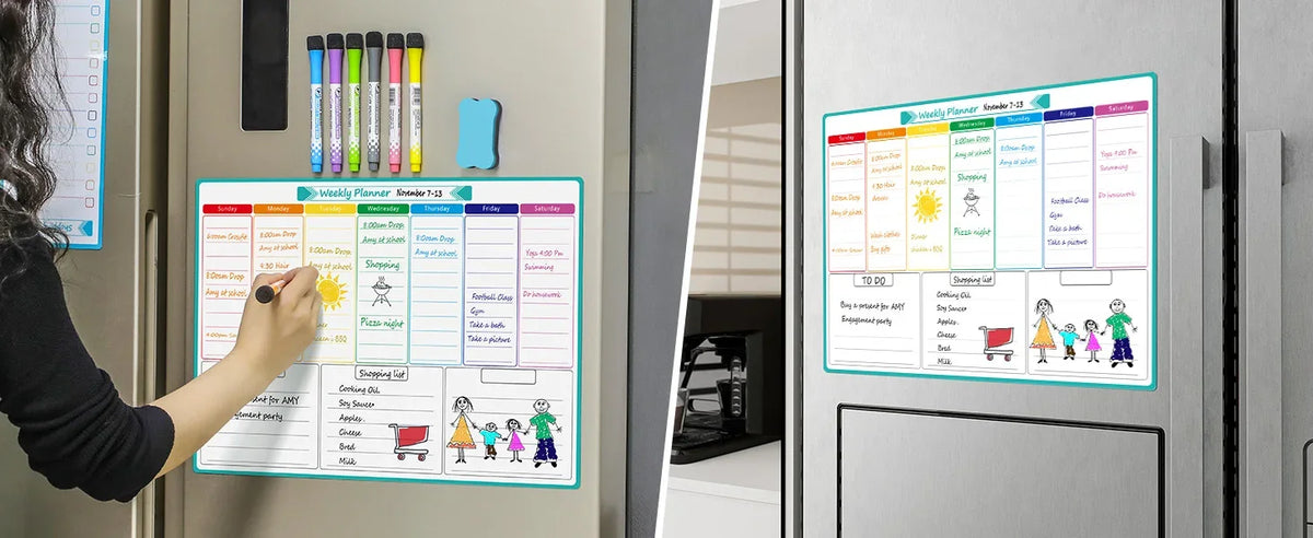 A3 Size Magnetic Dry Erase Weekly & Monthly Planner Whiteboard Blackboard Fridge Sticker Calendar