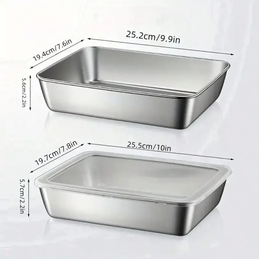3/5-Piece Set Of High-Quality Leak Proof Stainless Steel Food Storage Containers - Made Of 410 Heavy-Duty Stainless Steel Material, Reusable And Stackable With Sealed Lids For Freshness Preservation, Suitable For Salad, Fruit