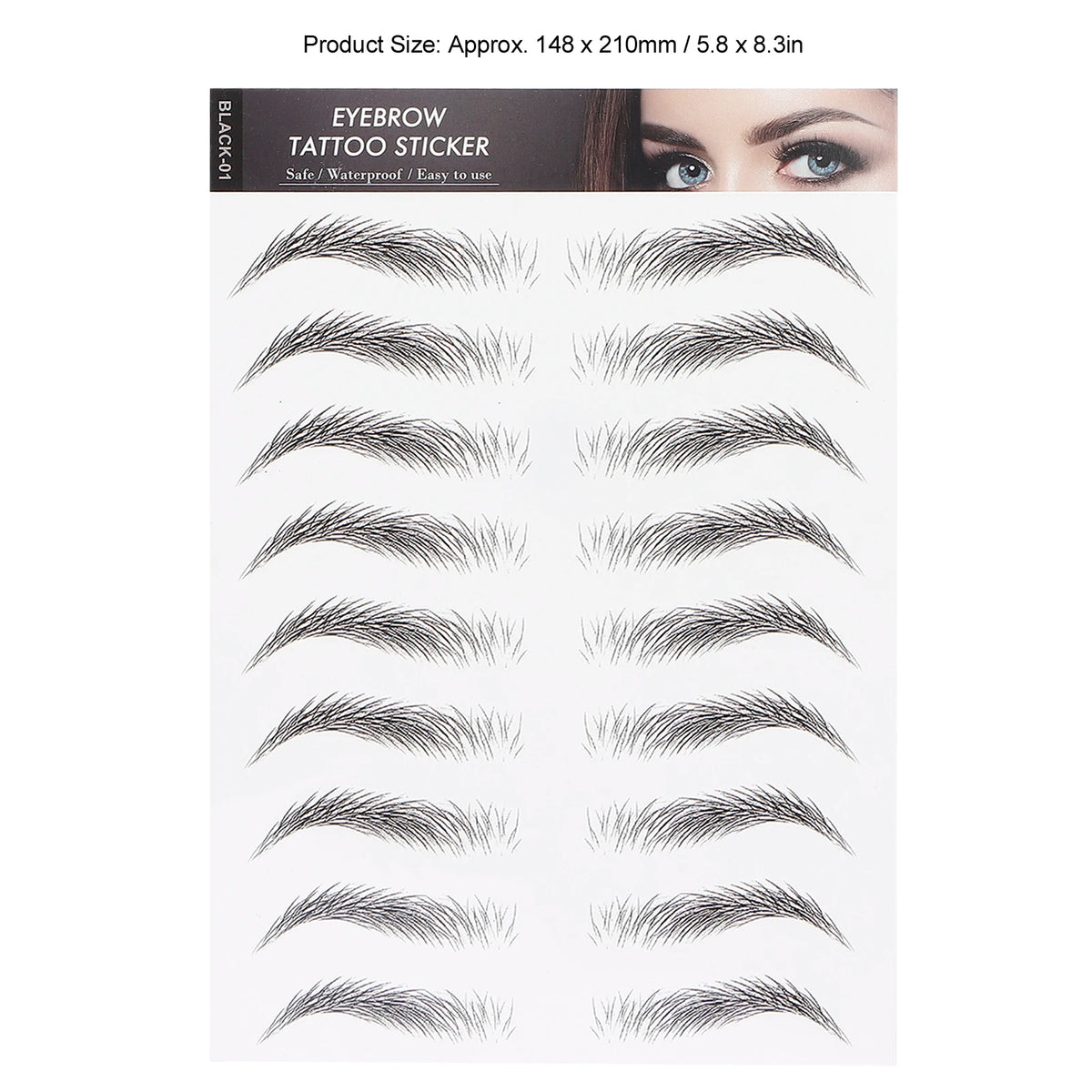 Long Lasting Eyebrow Transfers Sticker Household Portable Waterproof Safe Women Black Eyebrow Tattoo Sticker Makeup Tools