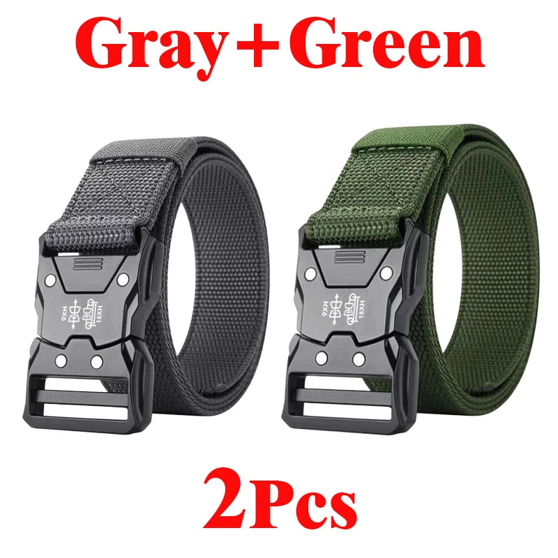 Genuine Tactical Belt Men's Quick Release Nylon Military Belt Automatic Buckle Real Soft Outdoor Sports Pants Jeans Waist Belt