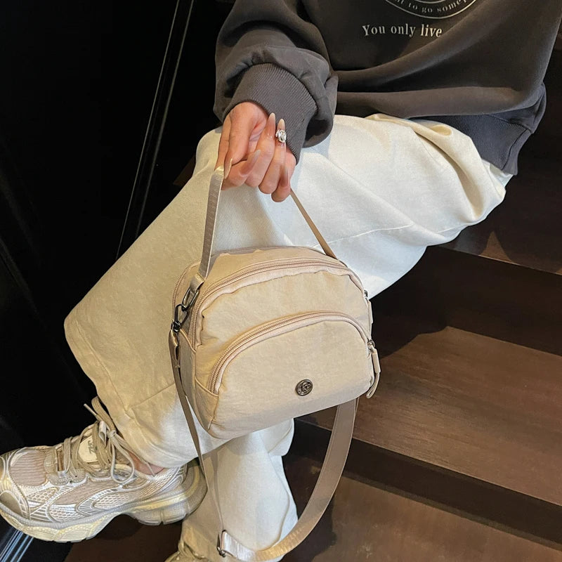 Women's Fashion Canvas Crossbody Bags Multi Pocket Small Shoulder Bag Casual Boho Handbag Lightweight Travel Purse for Daily Use