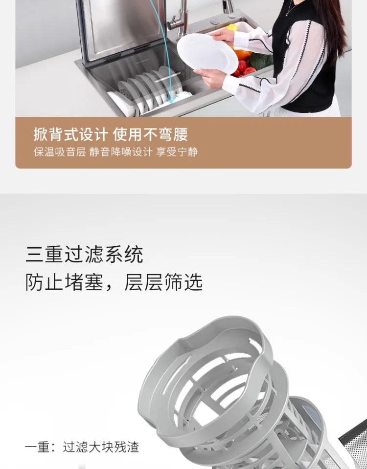 Integrated sink, dishwasher, integrated fully automatic kitchen, embedded washing fruits and vegetables