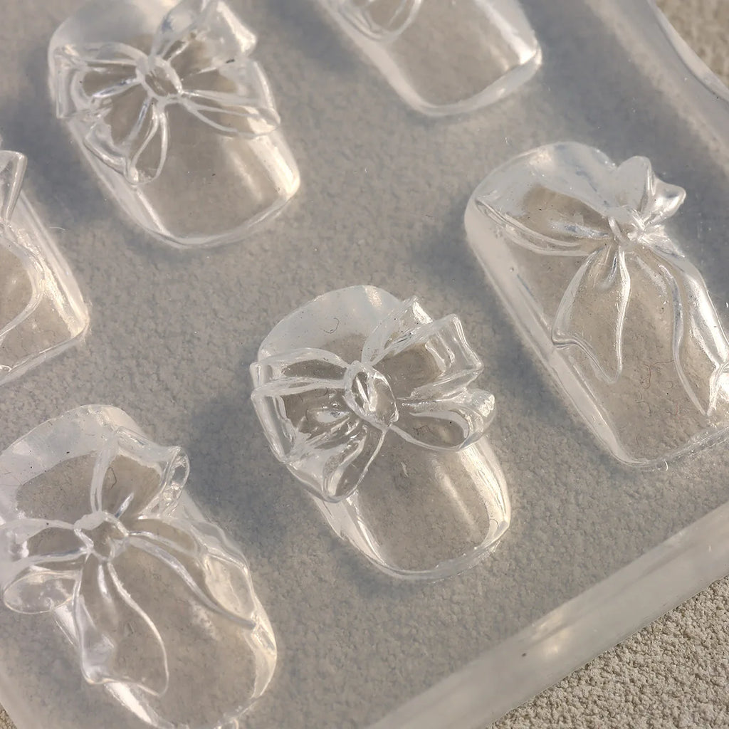 Lace Bowknot Nail Art Mold, French Manicure Silicone Stencil for DIY Nail Decoration, Nail Design Tool, Nail Printing Template