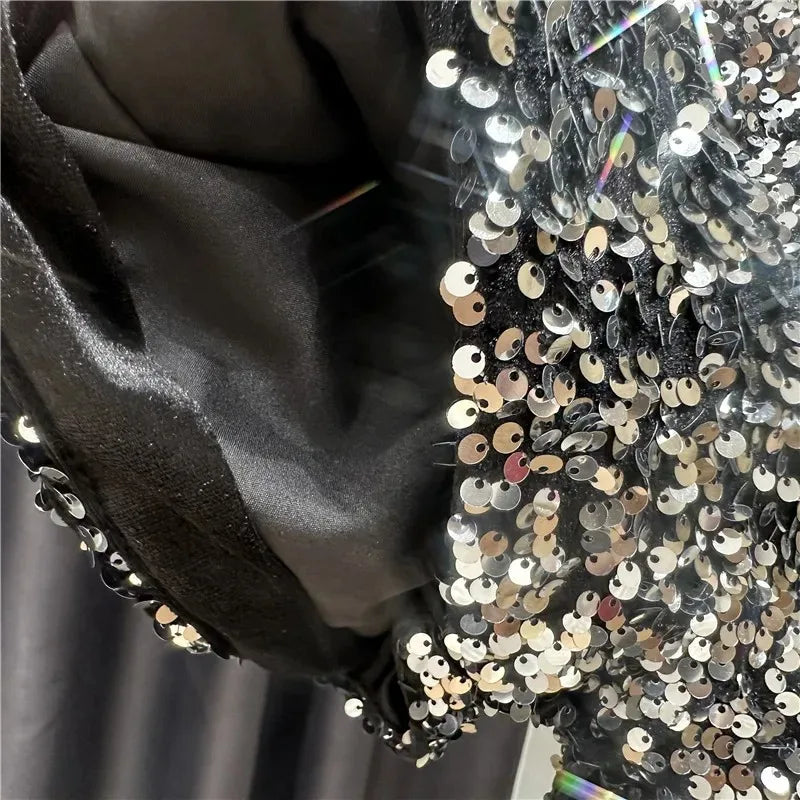 Spring/summer new Spice Girls sequin zipper shorts Slimming suede embroidered beaded casual pants