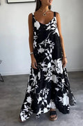 Vestidos Summer Women's Fashionable Printed Camisole Backless Casual Dress 2025 Sexy Women's V-neck Loose Beach Maxi Dresses