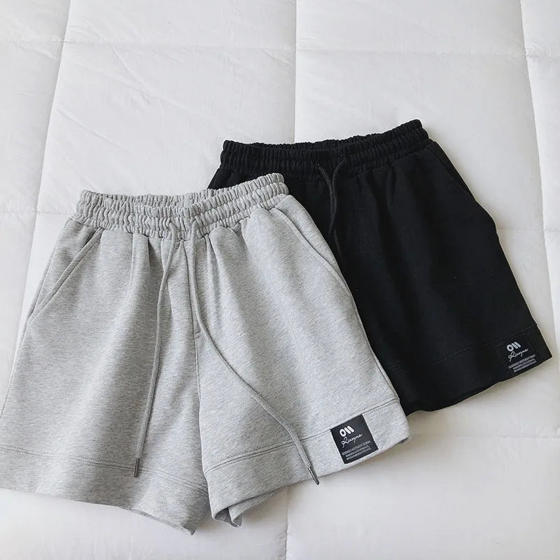 New Women High-Waist Wide-Leg Pants Couple's Sports Shorts Student Loose Home Pants Girls Casual Running Shorts Sexy high-waist