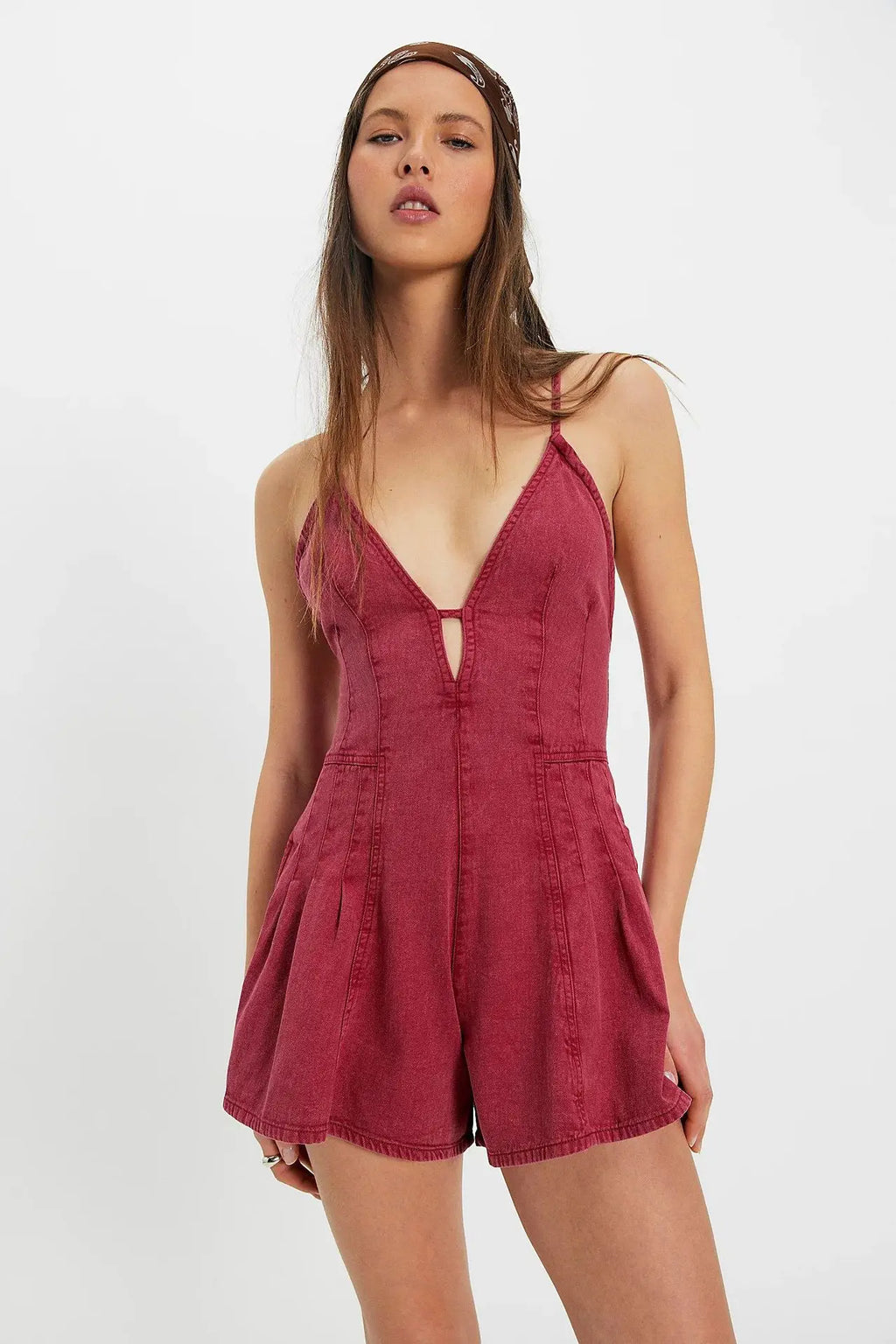 Summer Multi Colors Denim Playsuit Women Camisole Backless Lace-Up Loose Wide Legs Shorts Rompers Jumpsuit Jeans Sleeveless 6502