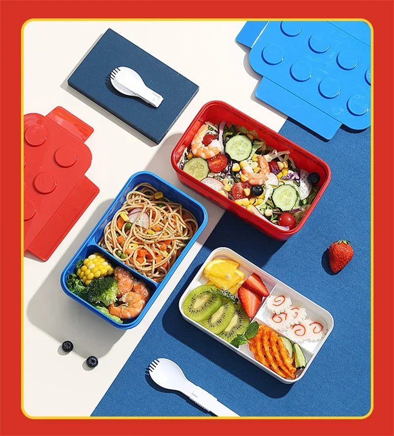 Lunch Box DIY Building Block Portable Modular for Children Student Outdoor Picnic Bento Food Storage Container Fruit Salad Box