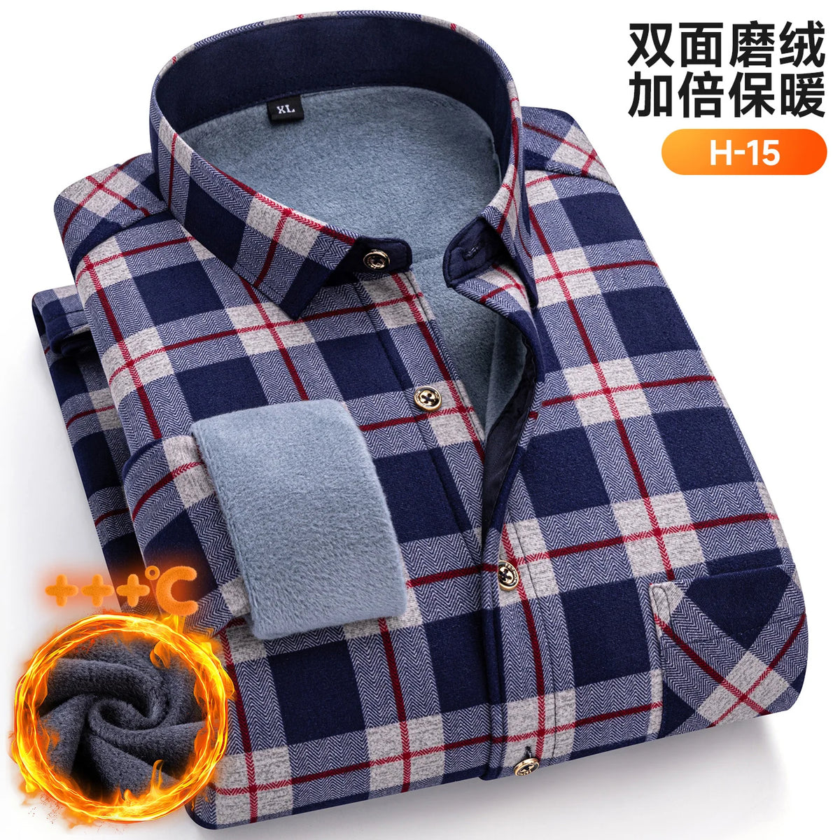 Plus Size 8XL 7XL 6XL Men's Thickene Shirt Long Sleeve Fleece Warm Winter Autumn Casual Soft Print Daily Thermal Male Clothing