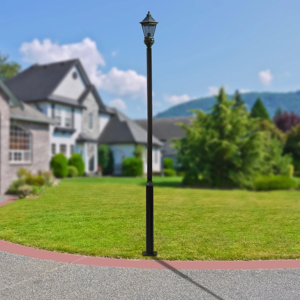 5m Split Outdoor Street Light Pole, Height Split Street Lamp Post for Road, Community and Outdoor Public Lighting 114+76mm Upper & Lower Pole, Economic Model