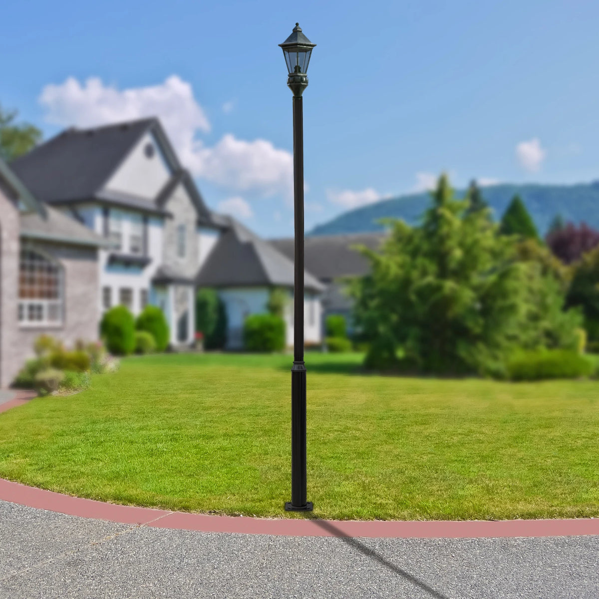 5m Split Outdoor Street Light Pole, Height Split Street Lamp Post for Road, Community and Outdoor Public Lighting 114+76mm Upper & Lower Pole, Economic Model