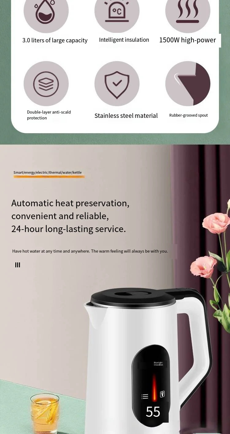 Best-Selling Custom Electronic Home Electric Kettle Factory Wholesale Automatic Power-Off Feature for Household Use